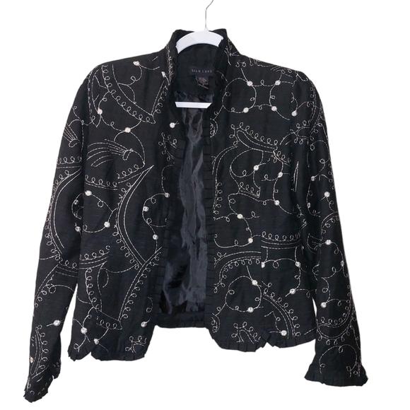 Silk LAND Ladies Long Sleeve Silk Embroidered Blazer- S - Picture 1 of 4